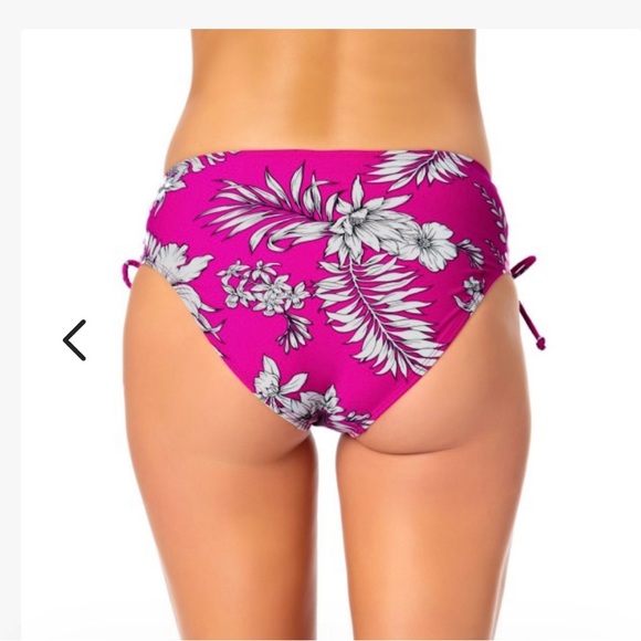 California Waves Size L NWT High Waist Swimsuit Bottoms Cinch Sides Pink Floral - Picture 3 of 4